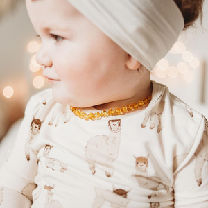 Handcrafted Genuine Baltic Amber Teething Necklace- Polished Honey Color